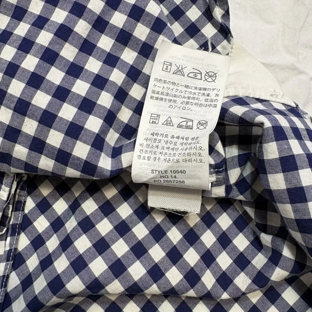 J Crew Ludlow Blue White Gingham Check Button Down‎ Shirt Mens XL  Dress Casual